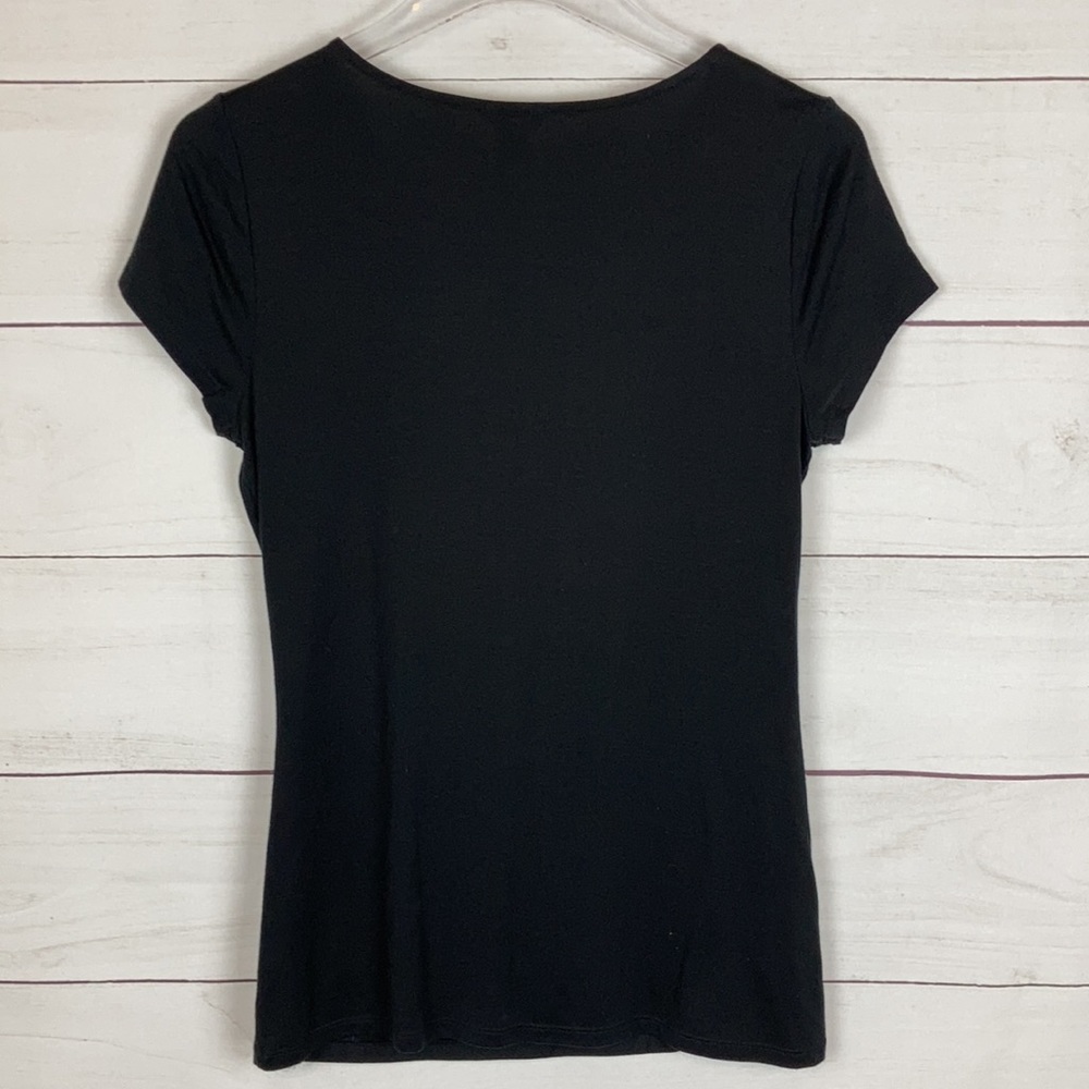 Ann Taylor Cowl Neck Tee Black S - Picture 3 of 5